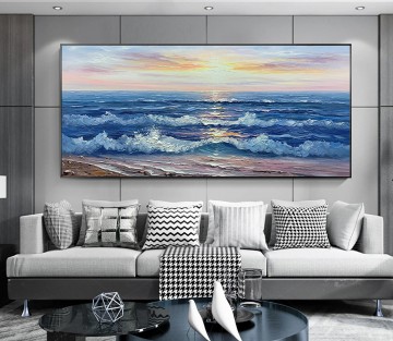  marin - Sunlight Paysage marin blue vagues par Couteau à palette Plage art wall decor bord de mer